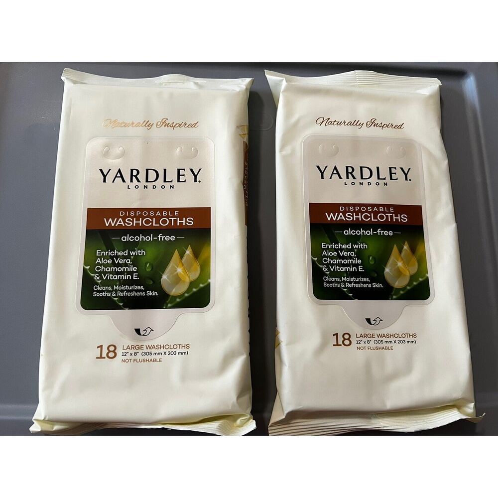 YARDLEY London 2pks of 18 Large Disposable Body Wipes Washcloths 36 Wipes Total